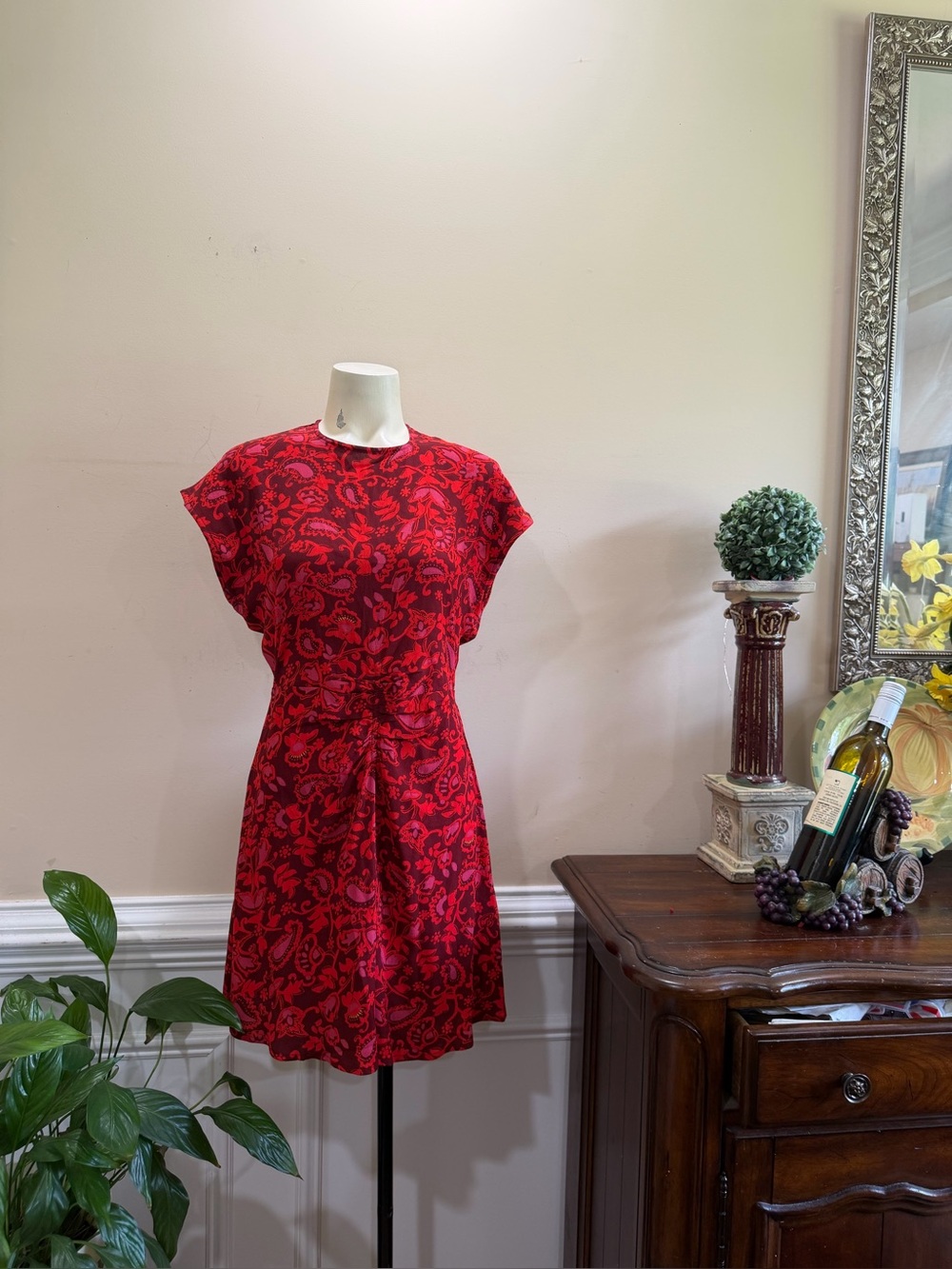 Faithful The Brand Red Floral Print Short Sleeve Dress